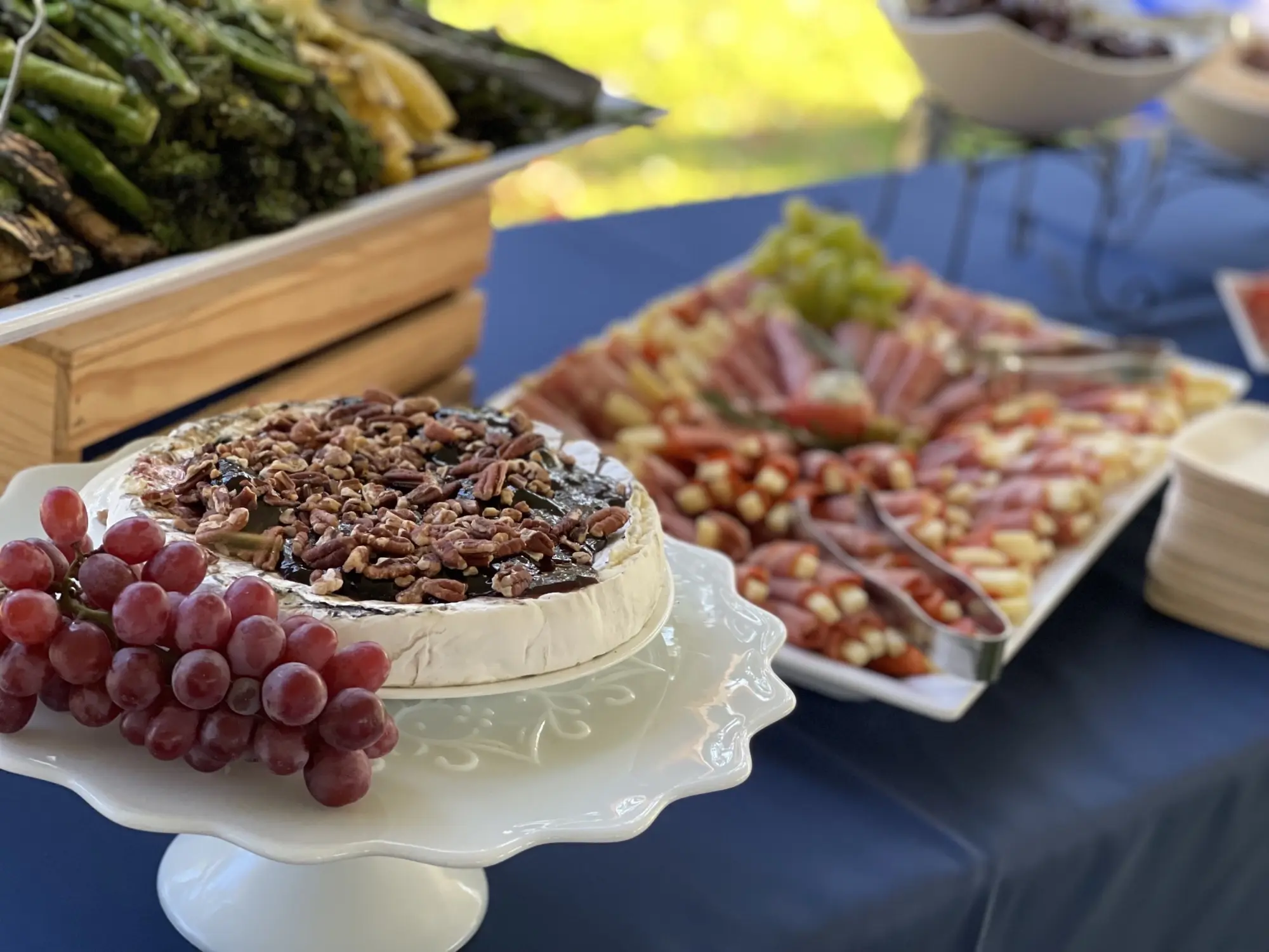 Table display of various food items