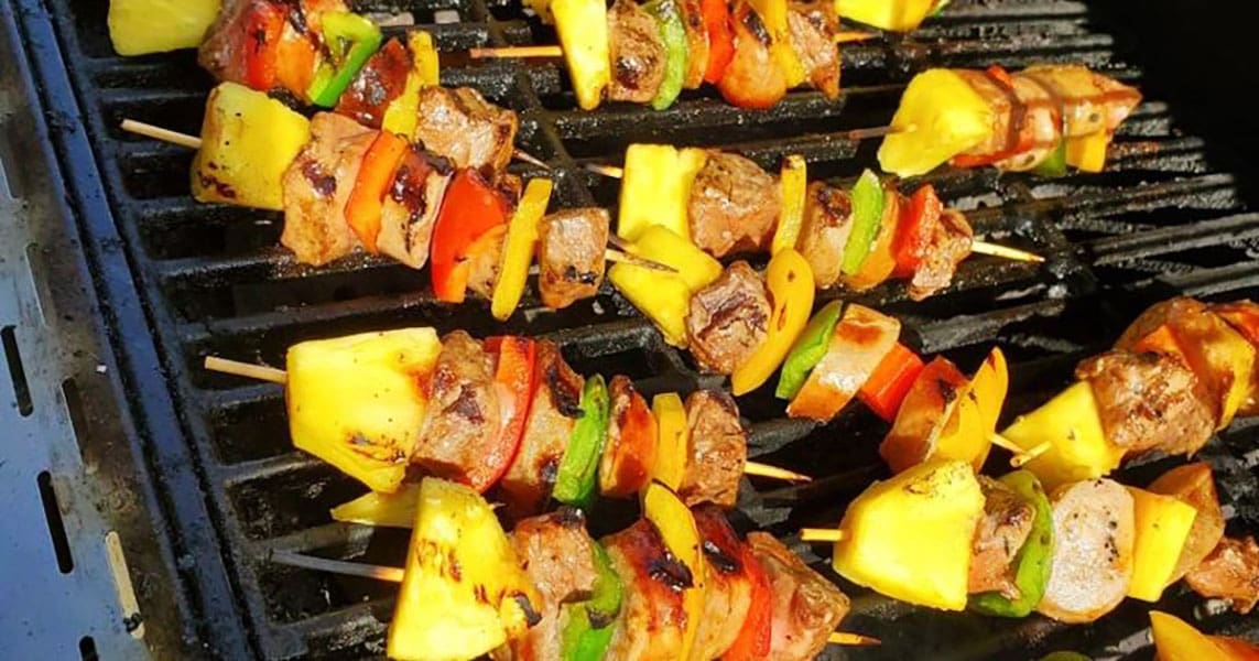 Kebabs on grill